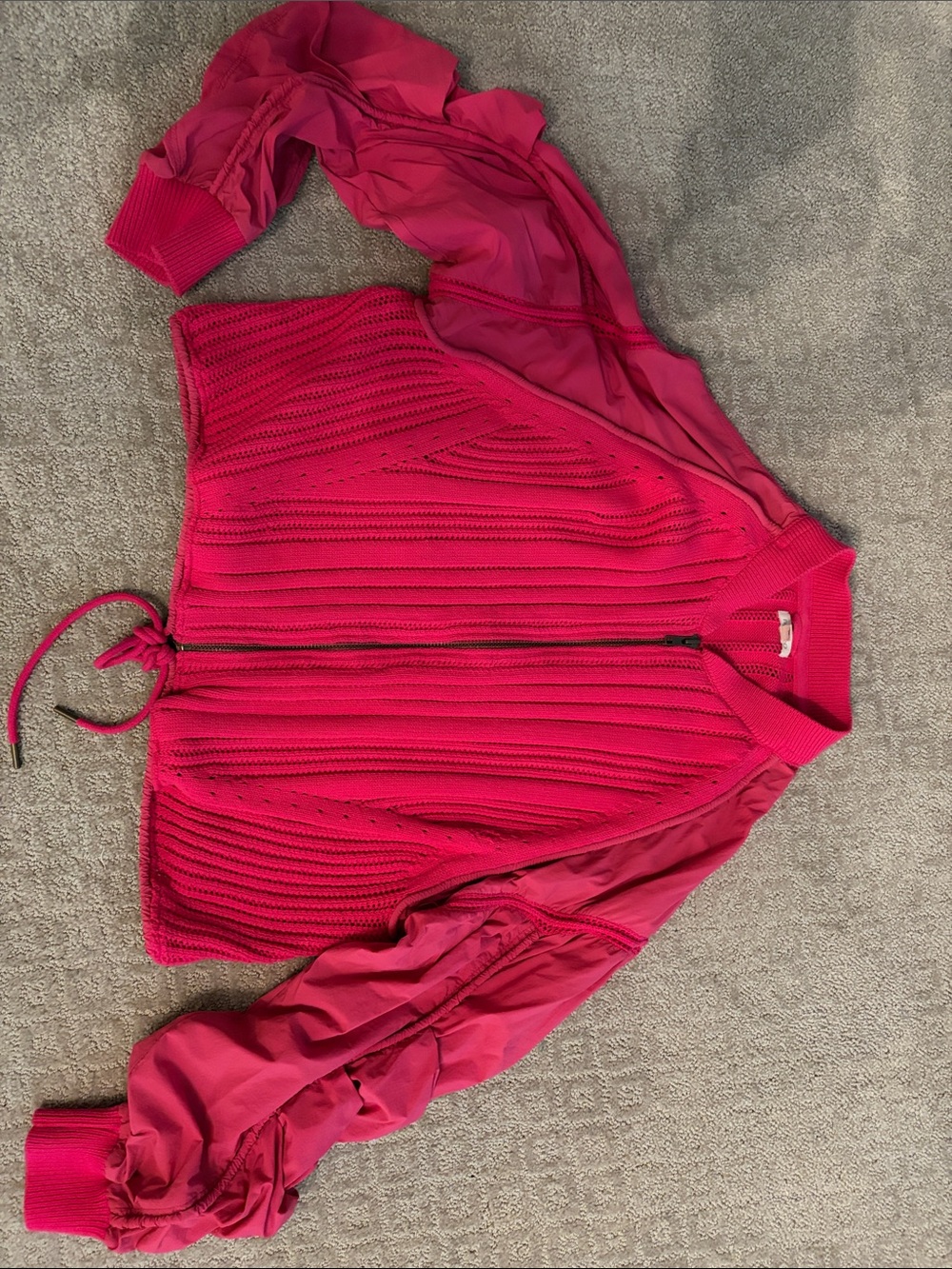 Anthropologie Pilcro Hot Pink Women's Zip-Front Knit Bomber Sweater